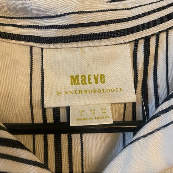 Maeve by Anthropologie Cream & Black Esther Striped Sleeveless Shirt Dress - Picture 8 of 13